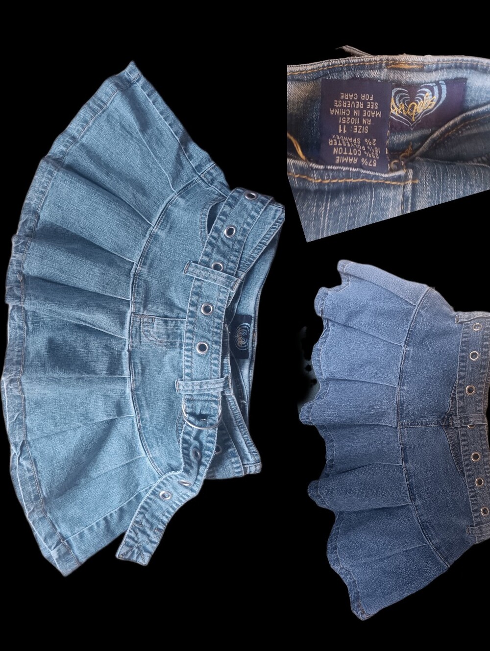 NOW $5.  Angels Denim Pleated Mini Skirt - Blue